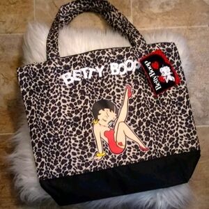 Betty Boop Red and Black Leopard Tote NWOT